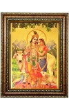 HI Tech Sales Gold Plated Radha Krishna Religious Golden Photo Frame for Worship Use 26x35 cm
