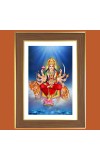 Hindu Kali Goddess Photo Frame - 10x14 Inches, Brown Wooden Frame for Home, Office & Temple Decoration