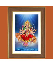 Hindu Kali Goddess Photo Frame - 10x14 Inches, Brown Wooden Frame for Home, Office & Temple Decoration