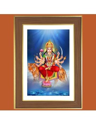 Hindu Kali Goddess Photo Frame - 12x16 Inches, Brown Wooden Frame for Home, Office & Temple Decoration