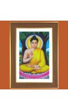 Calmness Buddha Photo Frame - 14x18 Inches, Brown Wooden Frame for Home, Office & Temple Decoration