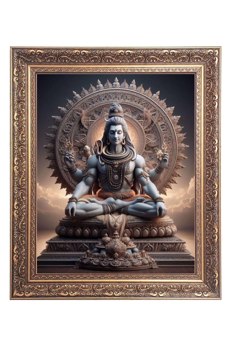 Lord Shiv Big Photo Frame - 16x20 Inches for Home & Office Decoration