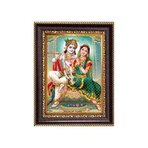 Sri Radha And Sri Krishna Digital Print Photo 6.7x8.7 inches - Vibrant Religious Wall Art for Home or Office Decor.