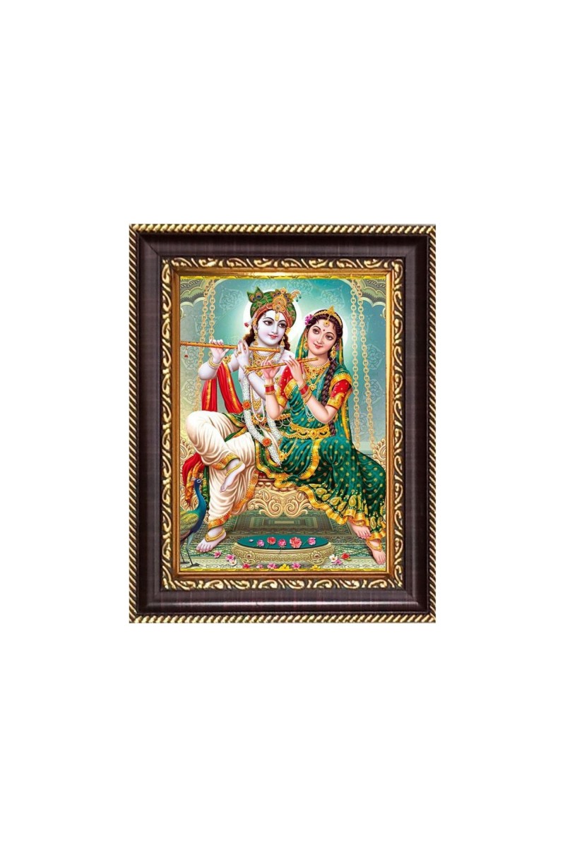 Sri Radha And Sri Krishna Digital Print Photo 6.7x8.7 inches - Vibrant Religious Wall Art for Home or Office Decor.