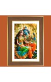 Radha and Sri Krishna Photo Frame - 14x18 Inches, Brown Wooden Frame for Home, Office & Temple Decoration