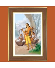 Shravan Kumar in Ramayana Photo Frame - 10x14 Inches, Brown Wooden Frame for Home, Office & Temple Decoration