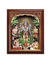 Lord satyanarayana swami Photo Frame - 10x14 Inches, Brown Wooden Frame for Home, Office & Temple Decoration