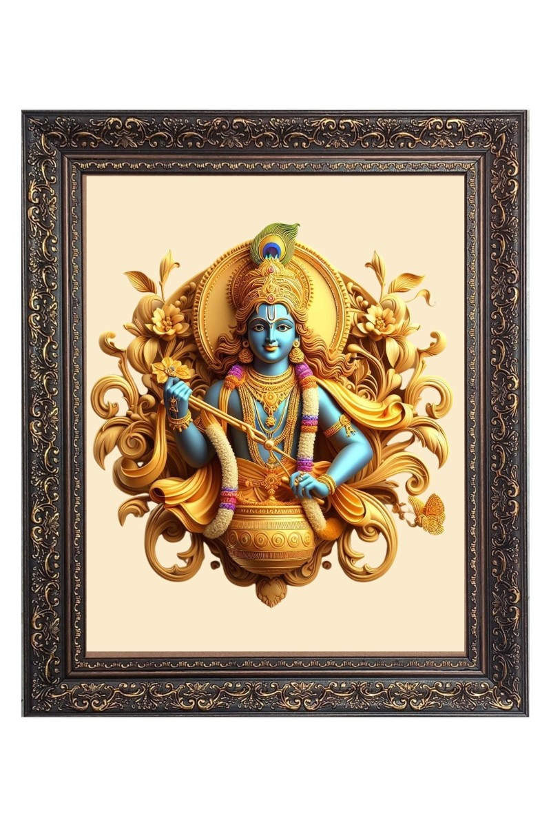 Lord Krishna Big Photo Frame - 22x26 Inches for Home & Office Decoration