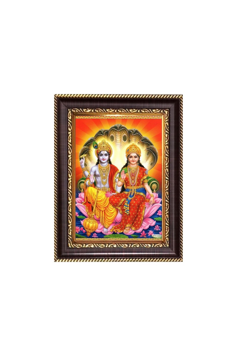 Ma Lakshmi and Sri Narayan Digital Print Photo 6.7x8.7 inches - Vibrant Religious Wall Art for Home or Office Decor.