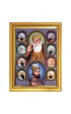 Guru Gobind singh Photo Frame - 10x14 Inches, Brown Wooden Frame for Home, Office & Temple Decoration
