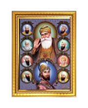 Guru Gobind singh Photo Frame - 10x14 Inches, Brown Wooden Frame for Home, Office & Temple Decoration