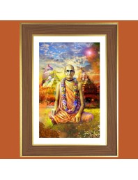 Srila Bhaktisiddhanta Sarasvati Thakura Photo Frame - 10x14 Inches, Brown Wooden Frame for Home, Office & Temple Decoration