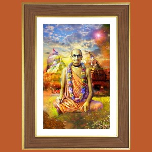Srila Bhaktisiddhanta Sarasvati Thakura Photo Frame - 10x14 Inches, Brown Wooden Frame for Home, Office & Temple Decoration
