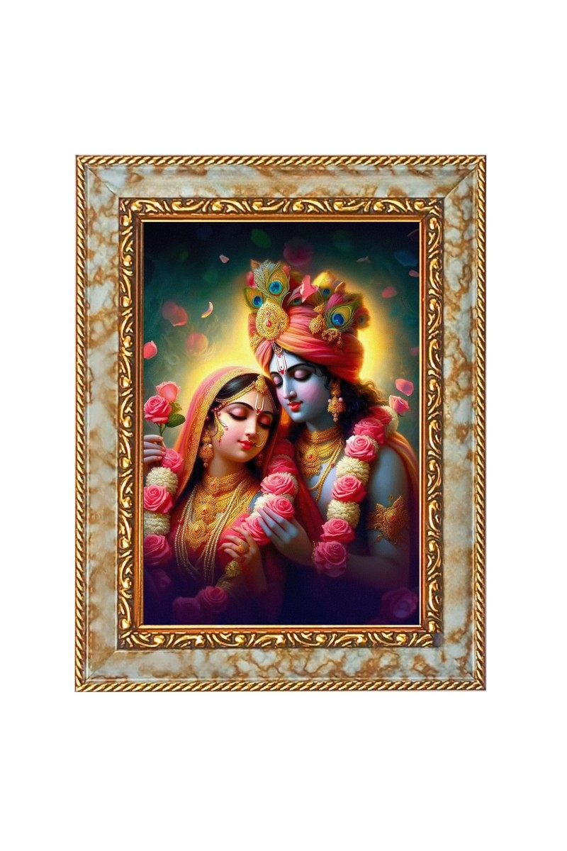 Shree Radha Krishna Digital Print Photo 14.7x16.7 inches (I6121) - Vibrant Religious Wall Art for Home or Office Decor.