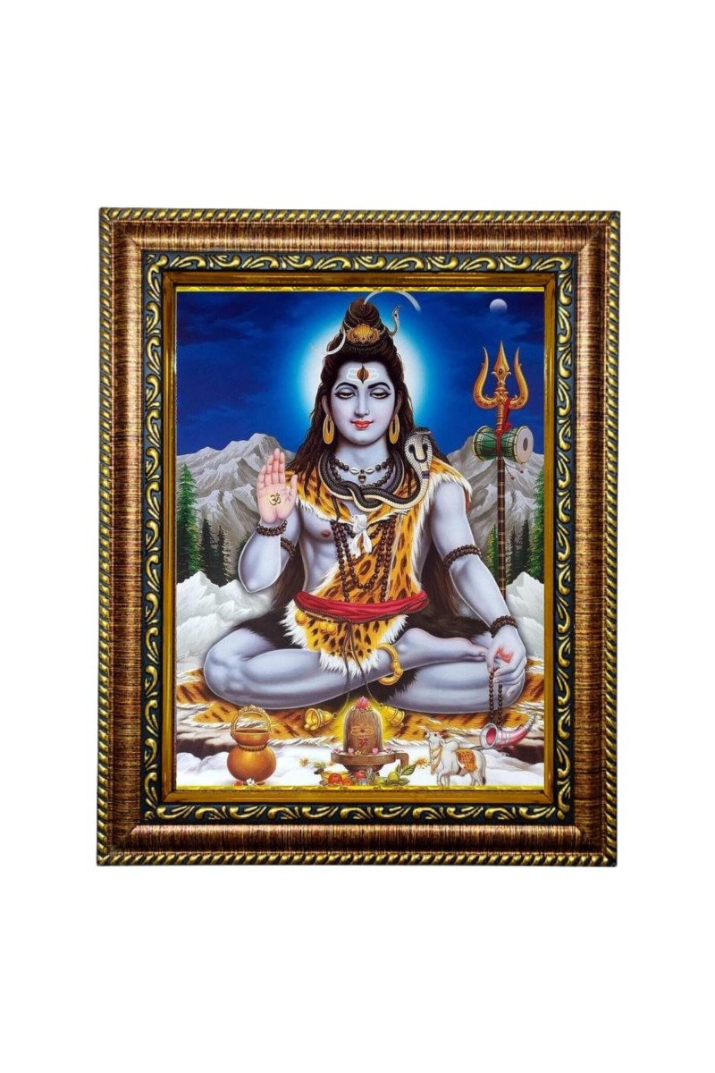 Hi Tech Sales Shankar Bhole Nath Laminated Photo Frame || For table, Study & living room, gifts,Puja : Divine Blessings for Your Home || PVC Frame & Face Glass (7 x 9 inch) (10 * 12)