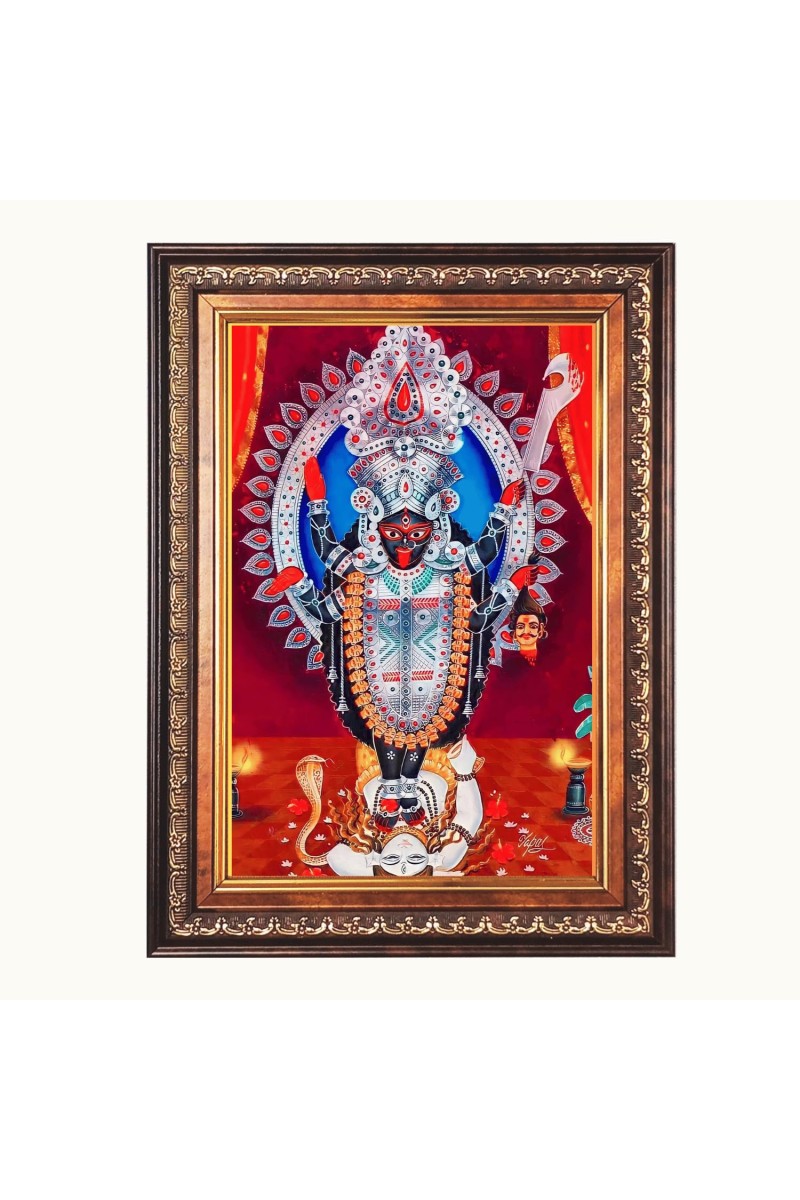 Sri Maa Kali Color Photo 10x14 Inch - Vibrant Religious Wall Art for Home or Office Decor.