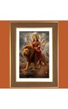 Maa Durga Photo Frame - 10x14 Inches, Brown Wooden Frame for Home, Office & Temple Decoration