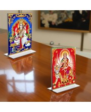 Debi Saraswati & Debi Durga Acrylic T-Style Photo Stand - 11x13 Inches, Compact and Stylish Spiritual Display, easily change 2 photos (Pack of 1)