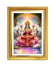Goddess lakshmi Photo Frame - 10x14 Inches, Brown Wooden Frame for Home, Office & Temple Decoration