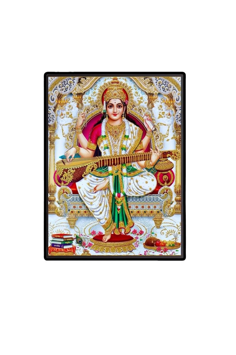 Saraswati Laminated Photo - 5x7 Inches, Divine Blessings for Home & Office and Temple Decoration