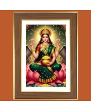 Goddess laxmi Photo Frame - 12x16 Inches, Brown Wooden Frame for Home, Office & Temple decoration