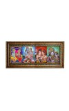 Hitech Sales Shree Ram Sita, Hanuman Ji, and Lord Shiv Parvati, and Shree Krishna Radha God Photos in One Photo Frame (16.6 x 6.6 inches, Golden, Pvc Frame)