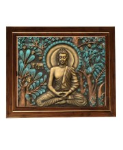 Hitech Sales Goutam Buddha Photo Frame for Pooja Room, Temple Decor, Home Decoration and Gift (Wall and Tabletop, Rectangular, Printed Photo, 12 x 14 inches Frame, Brown)