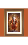 Mangal Murti Ganesha Photo Frame - 14x18 Inches, Brown Wooden Frame for Home, Office & Temple Decoration