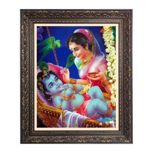 Baby Krishna with Maa yoshda Big Photo Frame - 22x26 Inches for Home & Office Decoration