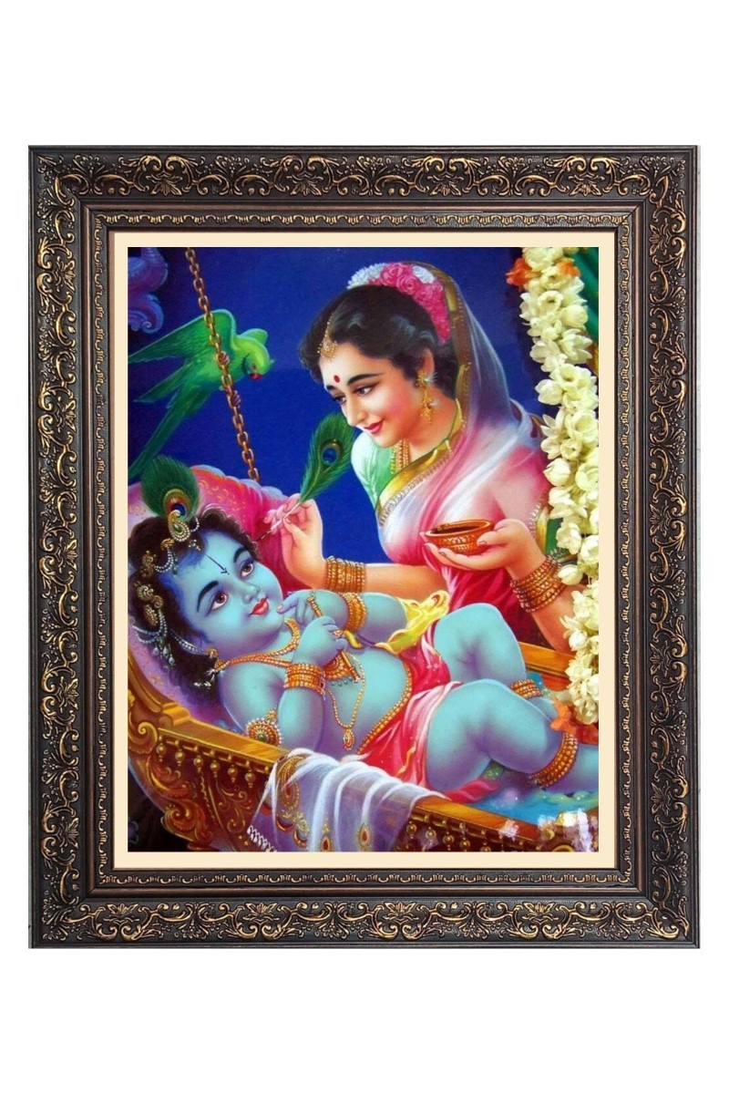 Baby Krishna with Maa yoshda Big Photo Frame - 16x20 Inches for Home & Office Decoration
