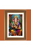 Lord Ganesha Photo Frame - 10x14 Inches, Brown Wooden Frame for Home, Office & Temple decoration