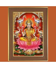 Goddess Laxmi Photo Frame - 10x14 Inches, Brown Wooden Frame for Home, Office & Temple Decoration