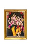 Lord ganesh and murugan Photo Frame - 10x14 Inches, Brown Wooden Frame for Home, Office & Temple Decoration