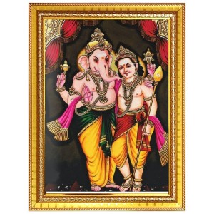 Lord ganesh and murugan Photo Frame - 12x16 Inches, Brown Wooden Frame for Home, Office & Temple Decoration Lord ganesh and murugan Photo Frame - 12x16 Inches, Brown Wooden Frame for Home, Office & Temple Decoration