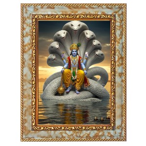 Lord Vishnu Digital Print Photo 12.7x14.7 inches (I6007) - Vibrant Religious Wall Art for Home or Office Decor.
