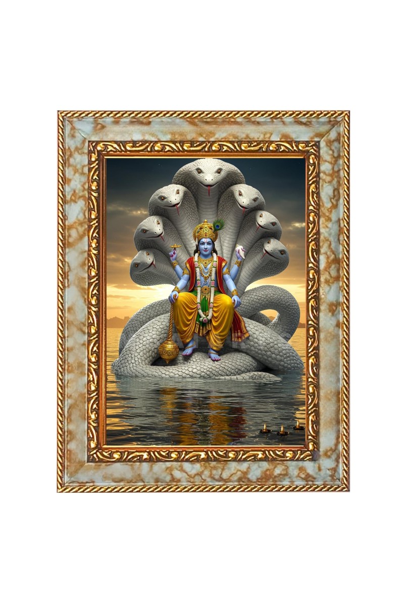 Lord Vishnu Digital Print Photo 6.7x8.7 inches - Vibrant Religious Wall Art for Home or Office Decor.
