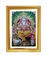 Lord vishwa karma Photo Frame - 10x14 Inches, Brown Wooden Frame for Home, Office & Temple Decoration