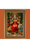 Vaishno Devi Matha Photo Frame - 12x16 Inches, Brown Wooden Frame for Home, Office & Temple Decoration