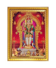 Lord Murugan Photo Frame - 10x14 Inches, Brown Wooden Frame for Home, Office & Temple Decoration