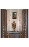 Hitech Sales Lord Krishna Wall-Mount Polystyrene Photo Frame Home Pooja Room, Decoration and Gifting, 9.6 x 15.6 inches Black Frame (Pack of 1, Printed Photo)