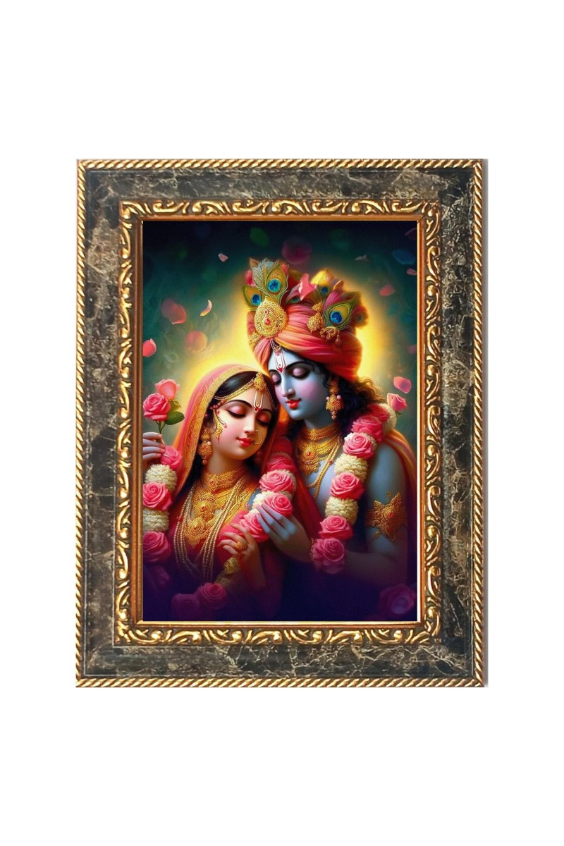 Shree Radha Krishna Digital Print Photo 6.7x8.7 inches - Vibrant Religious Wall Art for Home or Office Decor.