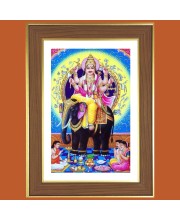 Lord Vishwakarma Photo Frame - 10x14 Inches, Brown Wooden Frame for Home, Office & Temple Decoration