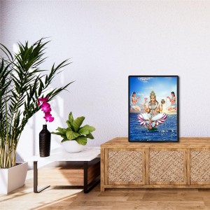 Ganga Laminated Photo - 9x11 Inches, Divine Blessings for Home & Office and Temple Decoration
