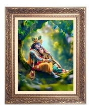 Sri Krishna with Sri Radha Big Photo Frame - 20x24 Inches for Home & Office Decoration