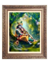 Sri Krishna with Sri Radha Big Photo Frame - 24x28 Inches for Home & Office Decoration