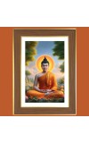 Meditating Buddha Photo Frame - 10x14 Inches, Brown Wooden Frame for Home, Office & Temple Decoration