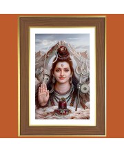 Lord Shiva Photo Frame - 12x16 Inches, Brown Wooden Frame for Home, Office & Temple Decoration