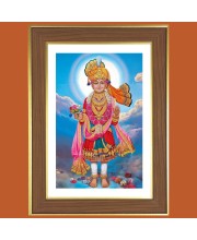 Swaminarayan Photo Frame - 10x14 Inches, Brown Wooden Frame for Home, Office & Temple Decoration