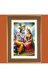 Lord Krishna and Radha Photo Frame - 10x14 Inches, Brown Wooden Frame for Home, Office & Temple decoration