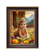 Baby Krishna Digital Print Photo 8.7x10.7 inches (I6109) - Vibrant Religious Wall Art for Home or Office Decor.